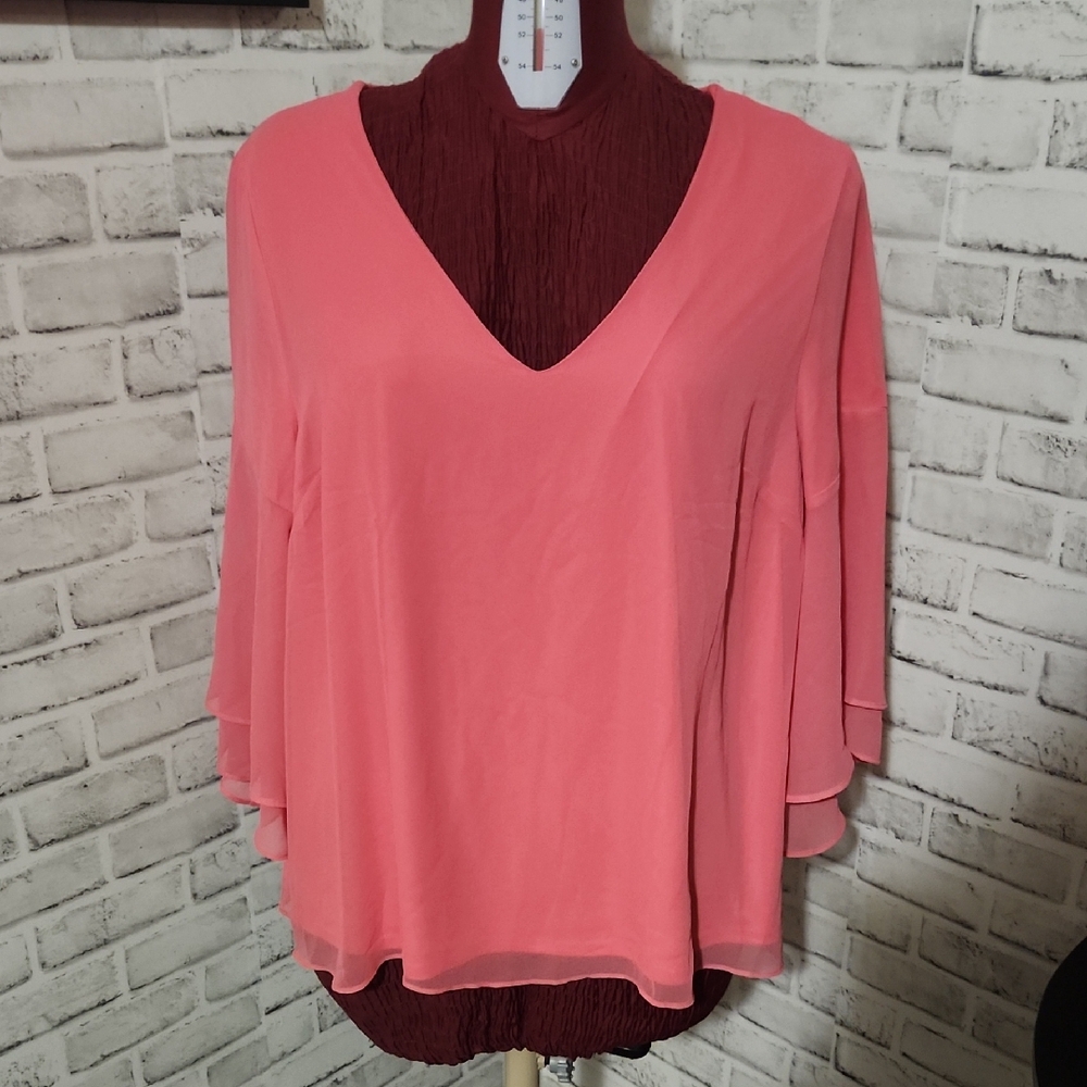 Lane Bryant Coral V-Neck Blouse